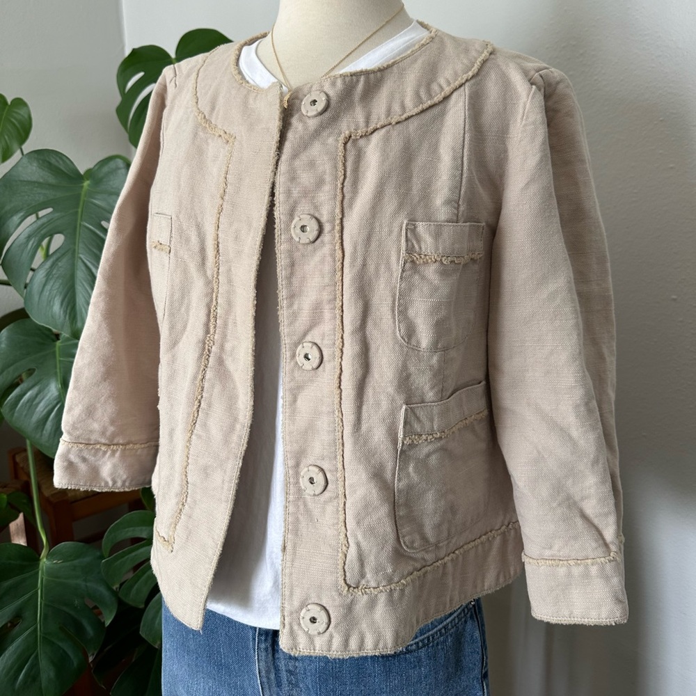 GAP Vintage JUTE Cotton cropped preppy JACKET size XL